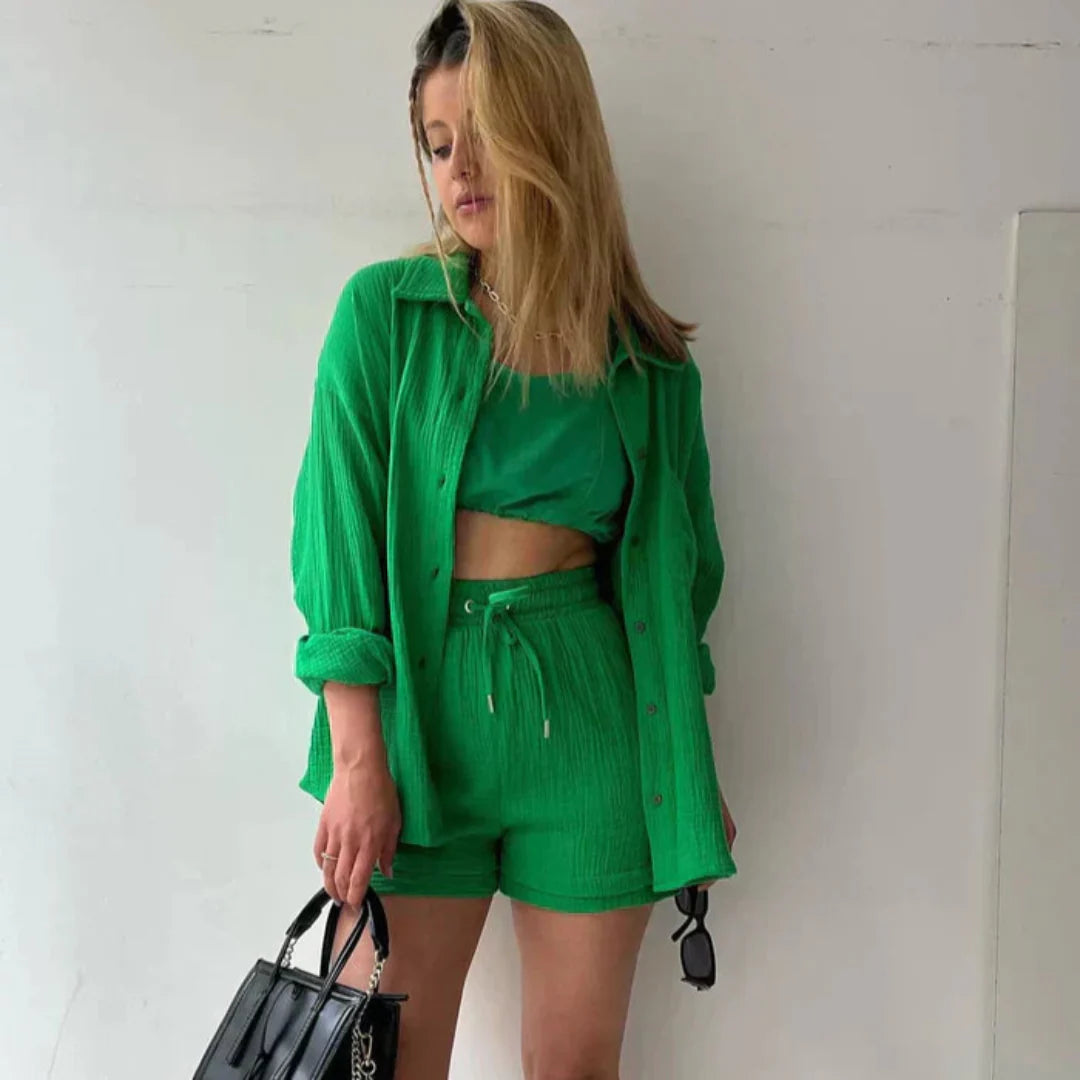 Adélie™ 2-delig katoenen shirt en shortset
